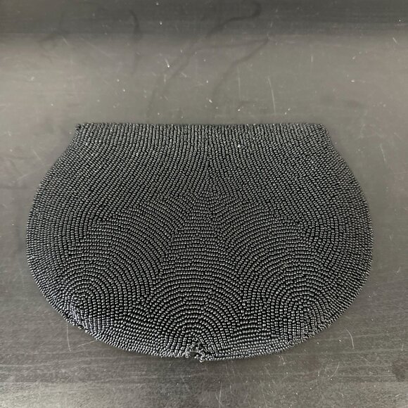 Vintage 50s Black Micro Beaded Small Clutch Purse Intricate Made in France 8x6 - Picture 2 of 6